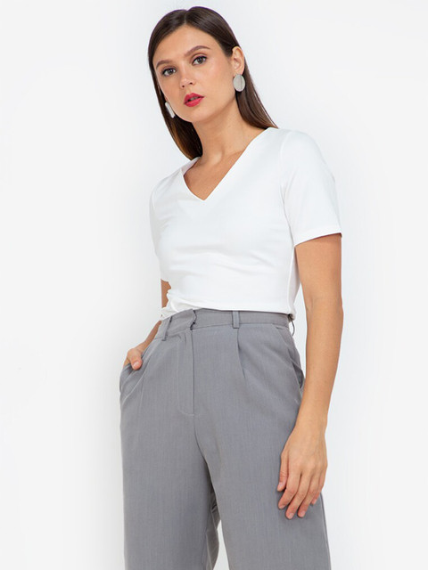 

ZALORA WORK White V Neck Top