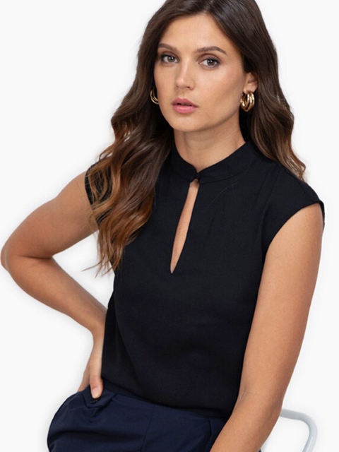 

ZALORA WORK Women Black Keyhole Neck Top