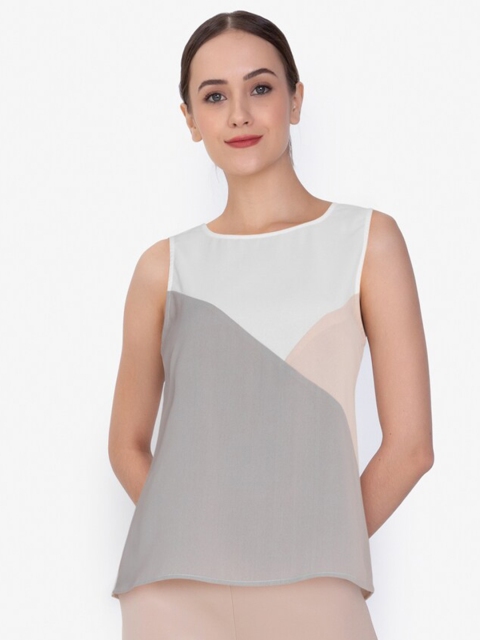 

ZALORA WORK Women Grey Colourblocked Top