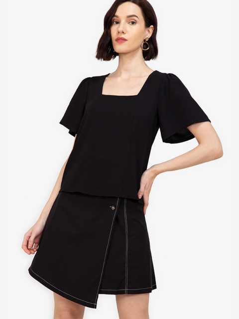 

ZALORA WORK Black Solid Square Neck Top
