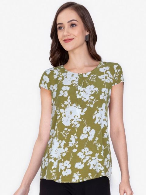 

ZALORA WORK Green & Off White Floral Print Top