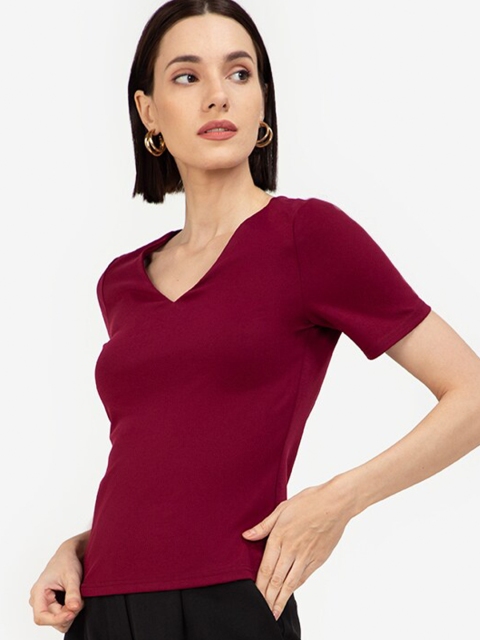 

ZALORA WORK Purple V Neck Top