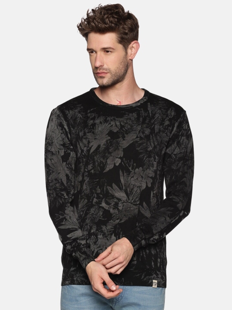 

SHOWOFF Men Black & Grey Floral Printed Acrylic Pullover