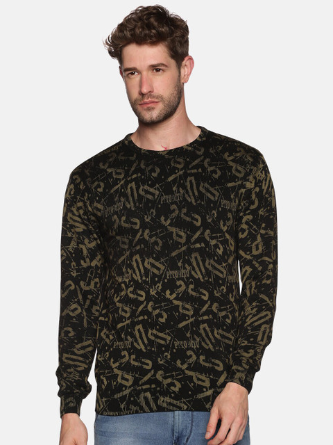 

SHOWOFF Men Black & Green Printed Acrylic Pullover