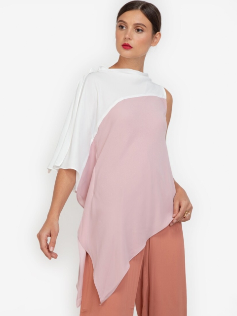 

ZALORA OCCASION Pink & White Colourblocked Longline Top