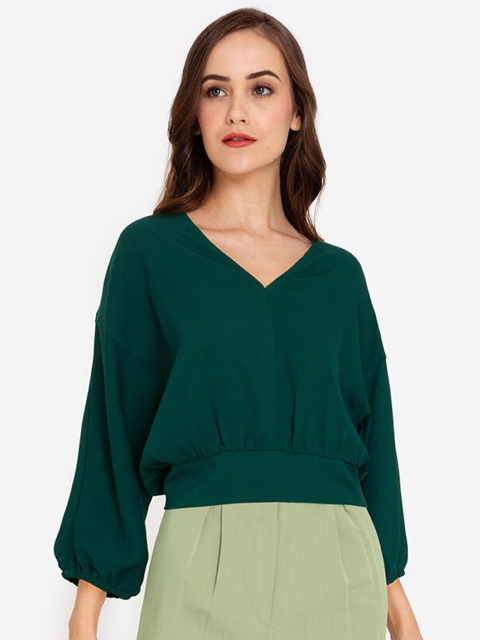 

ZALORA WORK Green Blouson Top