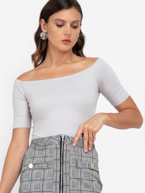 

ZALORA WORK Grey Off-Shoulder Top