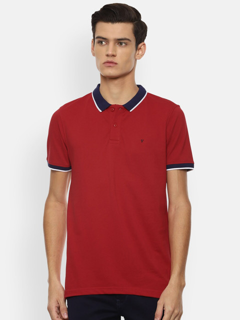 

Van Heusen Sport Men Red Solid Polo Collar Applique T-shirt