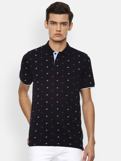 

Van Heusen Sport Men Black Printed Polo Collar Pure Cotton T-shirt