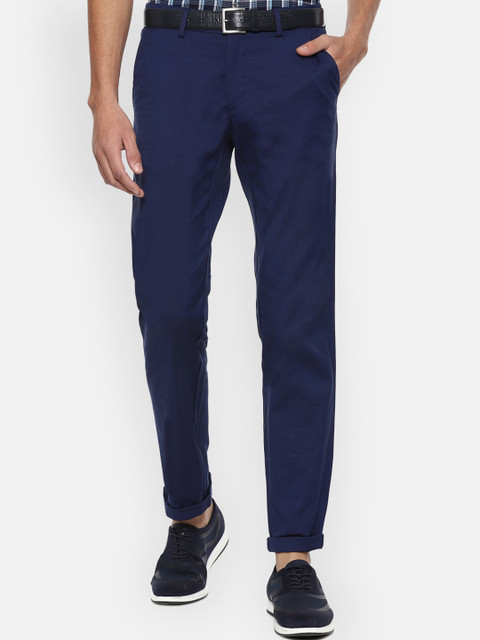 

Louis Philippe Sport Men Navy Blue Solid Slim Fit Trousers