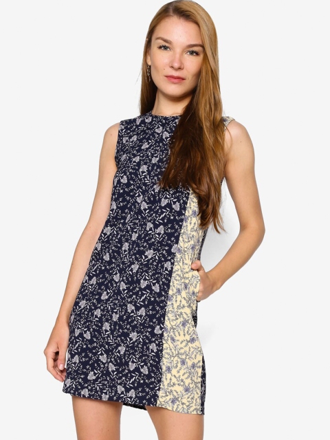 

ZALORA WORK Blue & Yellow Colourblocked Sheath Mini Dress