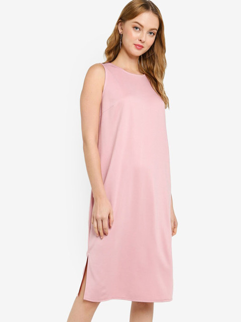 

ZALORA WORK Women Pink Solid A-Line Midi Dress