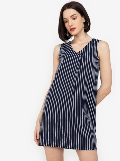 

ZALORA WORK Women Blue & White Striped A-Line Mini Dress