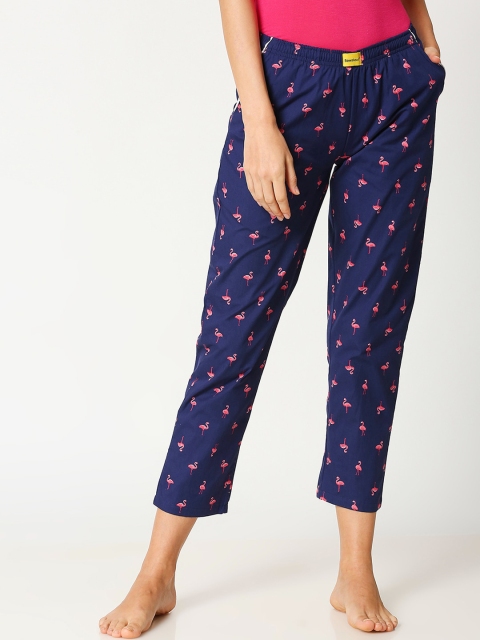 

Bewakoof Women Blue Printed Cotton Lounge Pants