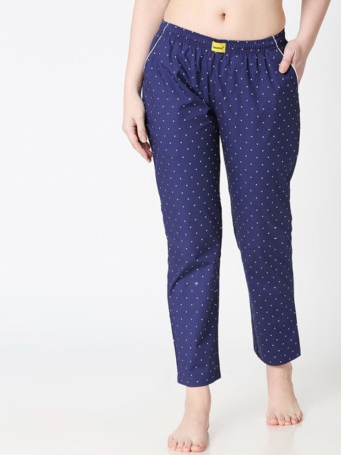 

Bewakoof Women Blue & White Printed Lounge Pants