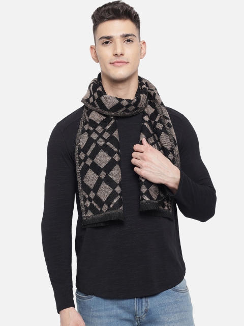 

Vastraa Fusion Black & Brown Woven-Design Woolen Muffler