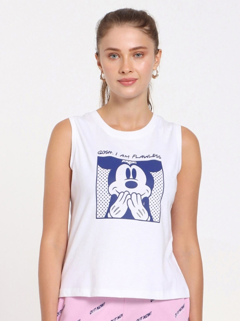

Bewakoof White Mickey Mouse Printed Top