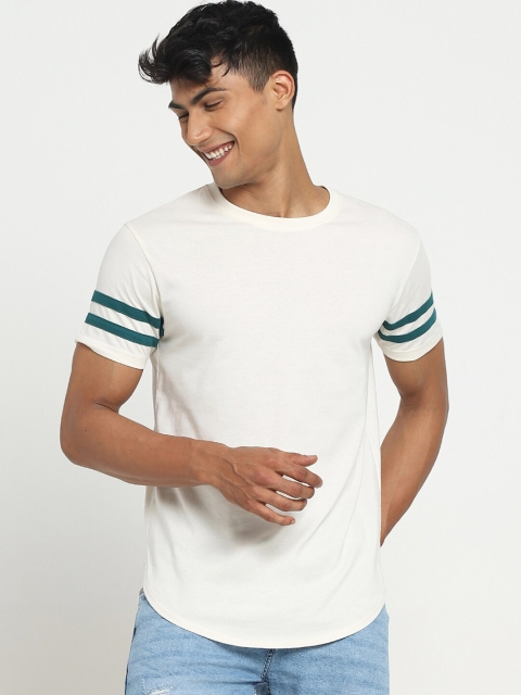

Bewakoof Men White & Green Solid T-shirt