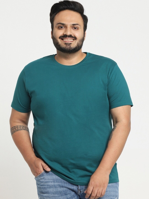 

Bewakoof Plus Men Green Solid T-shirt