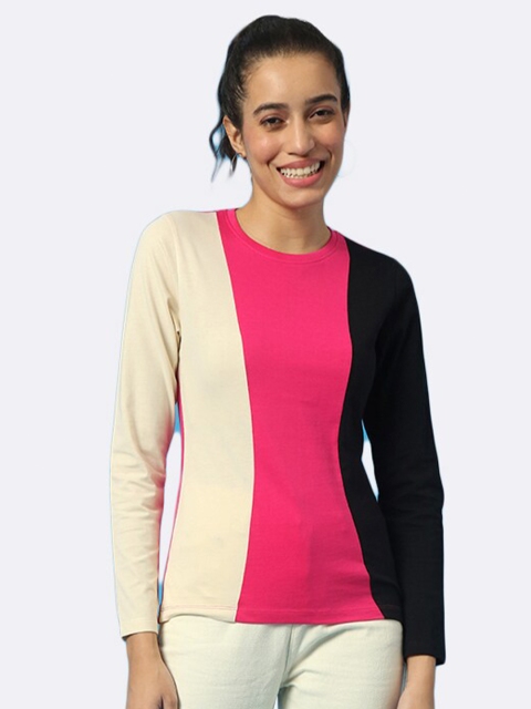 

Bewakoof Men Black & Pink Colourblocked T-shirt