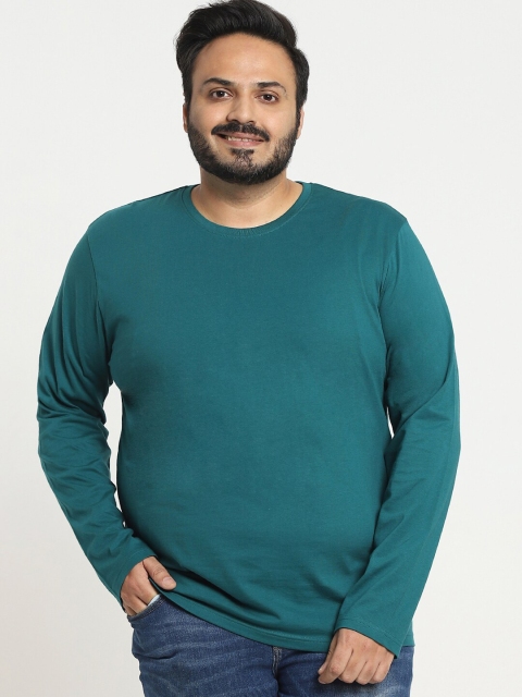 

Bewakoof Plus Men Green Solid T-shirt