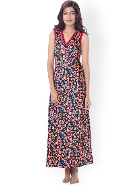 

PrettySecrets Multicoloured Floral Print Maxi Nightdress PS0916SLAPSCL02, Multi