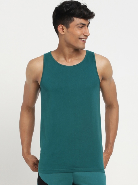

Bewakoof Men Green Solid Cotton Innerwear Vest