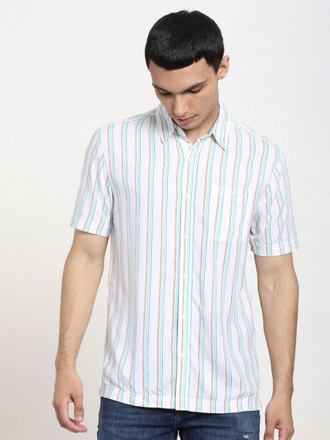 

Bewakoof Men White Striped Casual Shirt