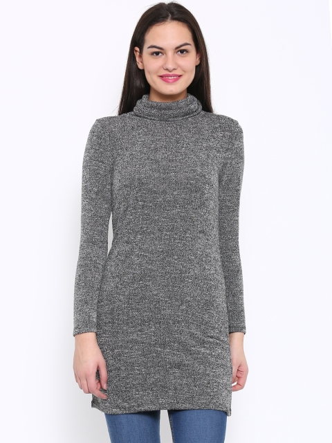 

Flying Machine Women Grey Melange Self-design Sheath Dress