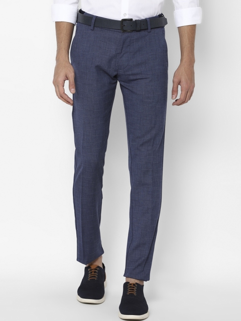 

Allen Solly Men Navy Blue Textured Slim Fit Trousers