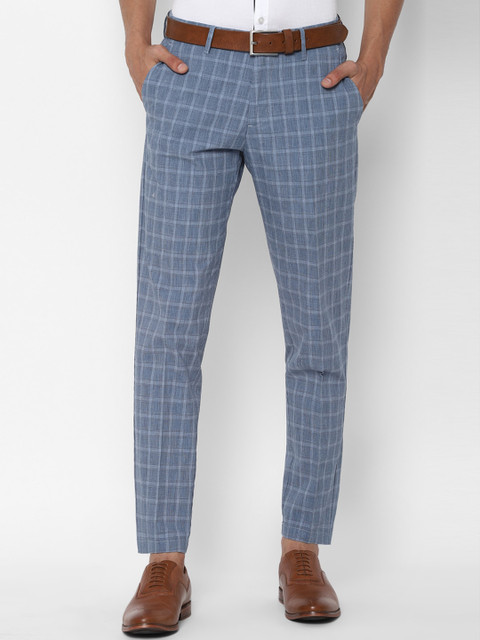 

Allen Solly Men Blue Checked Slim Fit Trousers