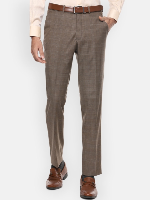 

Luxure by Louis Philippe Men Brown Checked Slim Fit Trousers