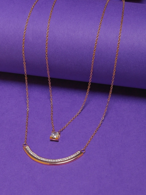 

DIVA WALK EXCLUSIVE Rose Gold Brass Rose Gold-Plated Layered Necklace