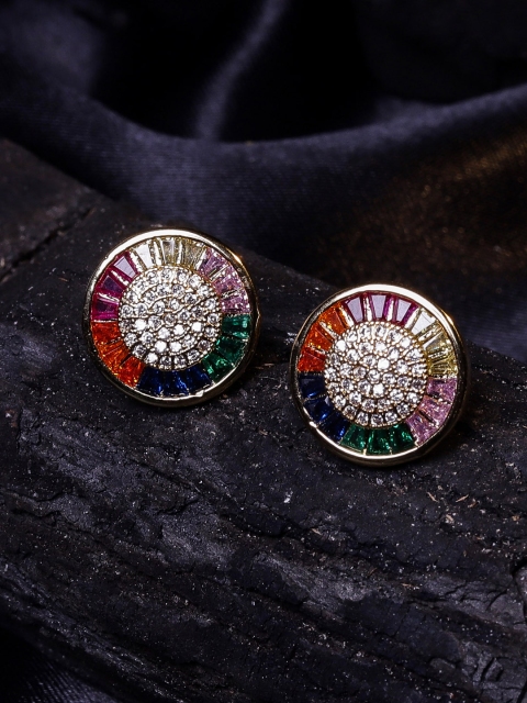 

DIVA WALK EXCLUSIVE Rose Gold & White Circular Studs Earrings