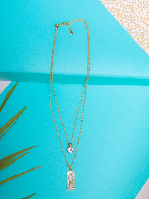 

DIVA WALK EXCLUSIVE Gold-Plated & White Cubic Zirconia Brass Layered Necklace