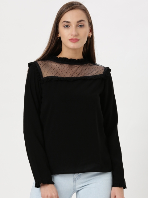 

Marie Claire Women Black Solid Lace Detail Top