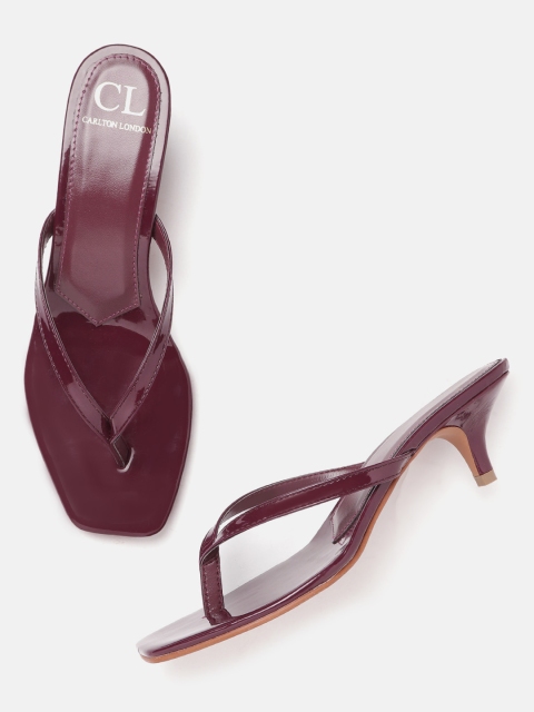 

Carlton London Burgundy Glossy Finish Kitten Heels