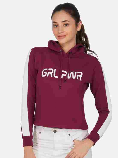 

NEU LOOK FASHION Women Burgundy Printed Sweatshirt