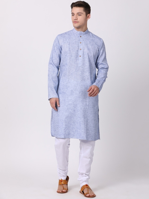 

TABARD Men Blue Striped Pure Cotton Kurta with Pyjamas