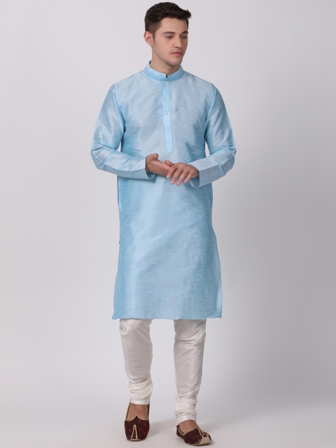 

TABARD Men Blue Dupion Silk Kurta with Pyjamas