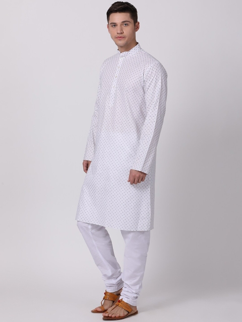 

TABARD Men White Pure Cotton Kurta with Churidar