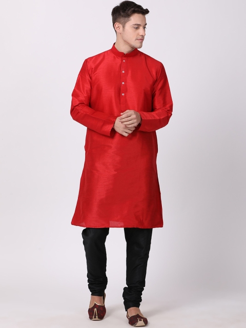 

TABARD Men Red Dupion Silk Kurta With Churidar