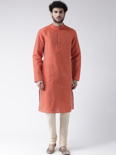 

TABARD Men Red Jacquard Printed Kurta with Churidar