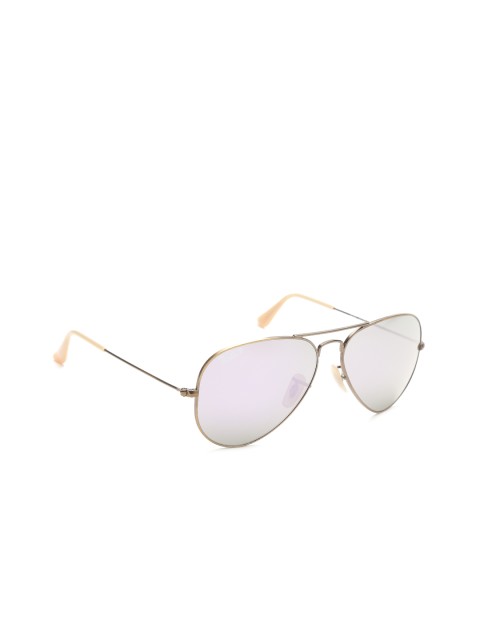 

Ray-Ban Men Polarised Mirrored Aviator Sunglasses 0RB3025167/1R58-167/1R, Purple