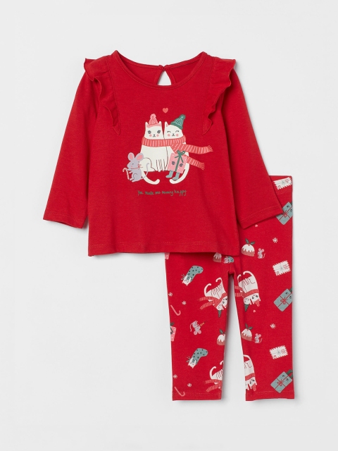 

H&M Girls Red Printed 2-Piece Jersey Set