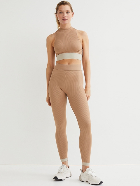 

H&M Women Beige Seamless Leggings