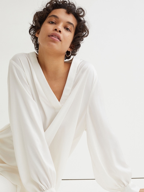 

H&M Women White Satin Tunic