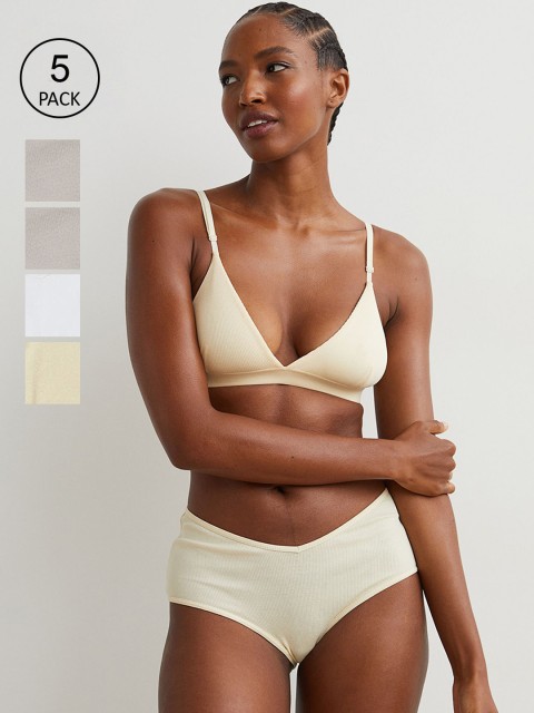 

H&M Women 5-Pack V-Cut Hipster Briefs 0940090008, White