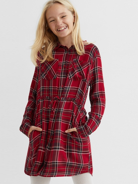 

H&M Girls Red & Black Checked Shirt Dress