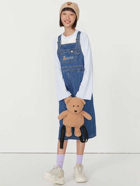 

H&M Women Blue Pinafore Pure Cotton Calf-Length Dungaree Dress